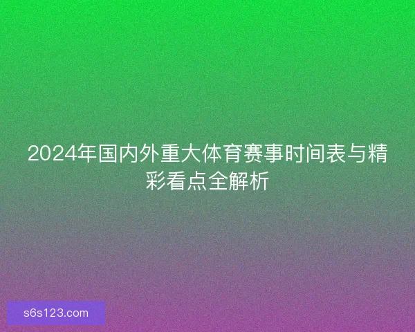 2024年国内外重大体育赛事时间表与精彩看点全解析